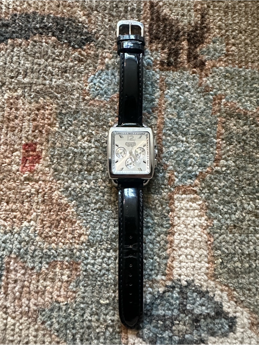 Coach women  Black Leather Strap Watch - Classic Square Dial